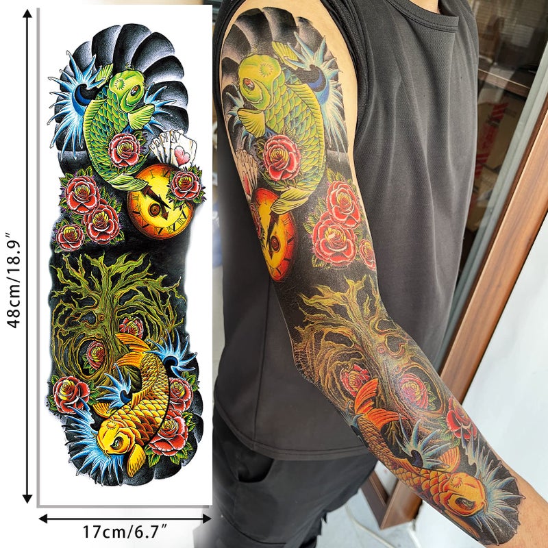 Aresvns Full Arm Temporary Tattoos for Men and Women,Temporary Tattoo Waterproof Sleeve Tattoo Last Long for Adults for BBQ Pool Beach Party - Image 5